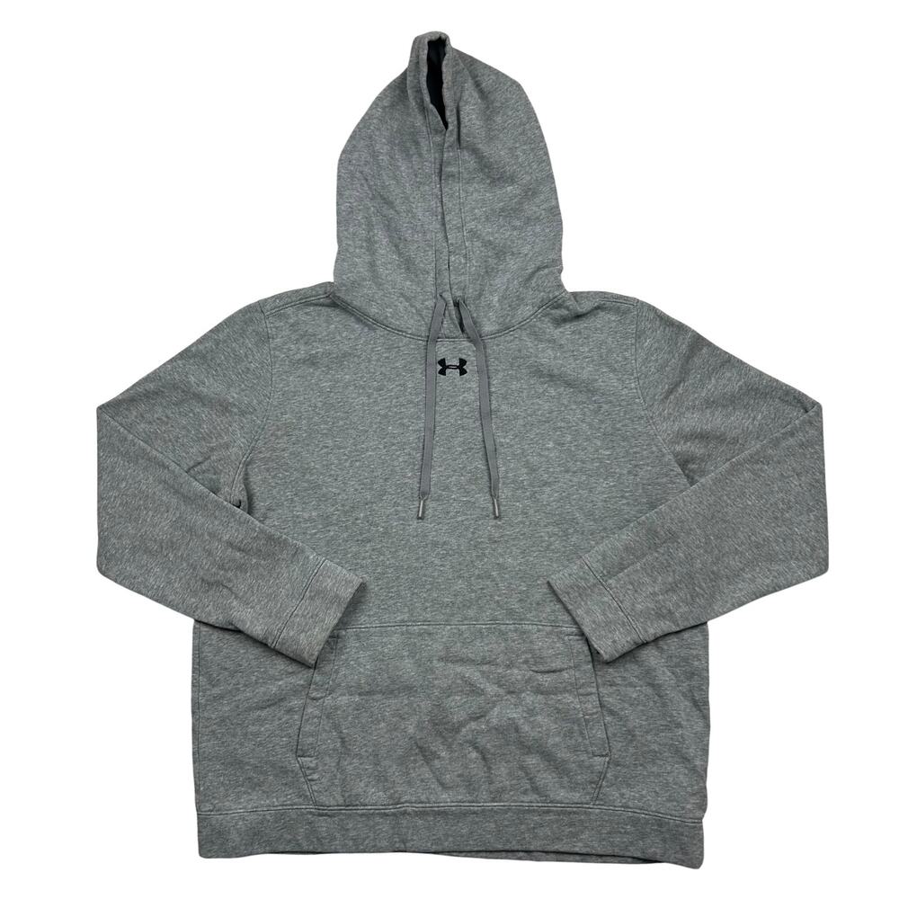 Under Armour Hoodie Mens L Gray Fleece Pullover Loose Fit Logo Sweatshirt